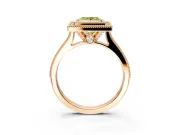 Halo Engagement Ring Setting for Fancy Yellow Princess Cut Center with Milgrain Pave Band and Bezel Head in Rose Gold