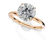 Hidden Halo Engagement Ring Setting for Round Cut Center with Thin Rounded Band and Prong Head in Rose Gold