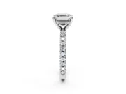 Solitaire Engagement Ring Setting for Asscher Cut Center with Fine Pave Band and Claw Prong Head in Platinum