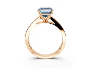 Solitaire Engagement Ring Setting for Fancy Blue Asscher Cut Center with Princess Cut Channel Band and Prong Head in Rose Gold
