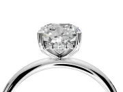 Hidden Halo Engagement Ring Setting for Cushion Cut Center with Thin Round-Wire Band and Prong Head in White Gold