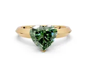 Solitaire Engagement Ring Setting for Fancy Green Heart-Shaped Center with Wide Knife Ridge Band and Prong Head in Yellow Gold