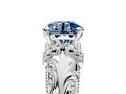 Solitaire Engagement Ring Setting for Fancy Blue Round Cut Center with Filigree Accent Basket and Prong Head in Platinum