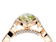 Halo Engagement Ring Setting for Fancy Yellow Marquise Center with Twist Band and Prong Head in Rose Gold