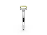 Hidden Halo Engagement Ring Setting for Fancy Yellow Radiant Cut Center with Wide Flat Plain Band and Prong Head in White Gold