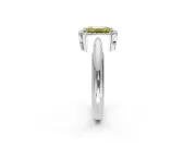 Halo Engagement Ring Setting for Fancy Yellow Emerald Cut Center with Tapered Plain Band and Prong Head in Platinum