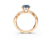 Crossover Engagement Ring Setting for Fancy Blue Round Cut Center with Pave and Plain Strands and Prong Head in Rose Gold