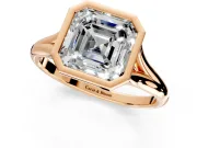 Solitaire Engagement Ring Setting for Asscher Cut Center with V Split Shank and Bezel Head in Rose Gold