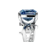 Solitaire Engagement Ring Setting for Fancy Blue Asscher Cut Center with Pave and Plain Crossover Band and Prong Head in Sterling Silver