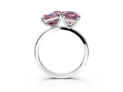 Fancy Pink Asscher Cut and Emerald Cut Lab-Grown Diamond Toi et Moi Engagement Ring with Prong-Set Stones in Sterling Silver