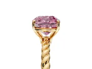 Solitaire Engagement Ring Setting for Fancy Pink Cushion Cut Center with Plain Twisted Rope Band and Prong Head in Yellow Gold