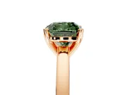 Solitaire Engagement Ring Setting for Fancy Green Cushion Cut Center with Basket Rail and Prong Head in Rose Gold