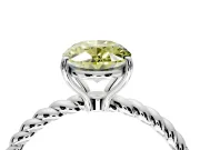 Solitaire Engagement Ring Setting for Fancy Yellow Oval Center with Plain Twisted Rope Band and Prong Head in Platinum
