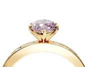 Solitaire Engagement Ring Setting for Fancy Pink Marquise Center with Channel Baguette Band and Prong Head in Yellow Gold