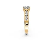 Solitaire Engagement Ring Setting for Cushion Cut Center with Round Cut Channel Band and Prong Head in Yellow Gold