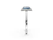 Halo Engagement Ring Setting for Fancy Blue Princess Cut Center with Plain Tapered Band and Prong Head in Platinum