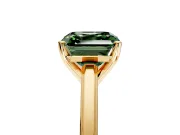 Solitaire Engagement Ring Setting for Fancy Green Asscher Cut Center with Flat-Sided Plain Band and Prong Head in Yellow Gold