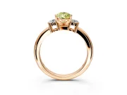 3 Stone Engagement Ring Setting for Fancy Yellow Pear-Shaped Center with Wide Plain Band and Prong Head in Rose Gold