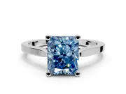 Solitaire Engagement Ring Setting for Fancy Blue Radiant Cut Center with Tapered Shoulders and Prong Head in Platinum