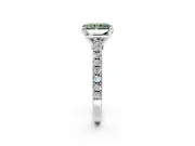 Solitaire Engagement Ring Setting for Fancy Green Radiant Cut Center with Single Row Accent Band and Prong Head in Platinum