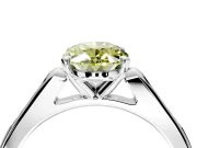 Solitaire Engagement Ring Setting for Fancy Yellow Oval Center with Channel Accents and Prong Head in Platinum