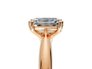 Solitaire Engagement Ring Setting for Emerald Cut Center with Reverse Tapered Band and Prong Head in Rose Gold