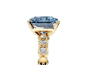 Solitaire Engagement Ring Setting for Fancy Blue Radiant Cut Center with Bezel-Dot Beaded Band and Prong Head in Yellow Gold