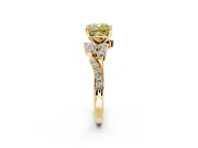 Solitaire Engagement Ring Setting for Fancy Yellow Cushion Cut Center with Marquise Accent Twist Band and Prong Head in Yellow Gold