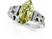 Channel-Set Engagement Ring Setting for Fancy Yellow Marquise Center with Baguette Band and Prong Head in Platinum