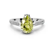 Cathedral Engagement Ring Setting for Fancy Yellow Pear-Shaped Center with Antique-Style Pave Band and Prong Head in Sterling Silver