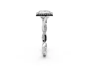 Halo Engagement Ring Setting for Princess Cut Center with Twist Band and Prong Head in Sterling Silver