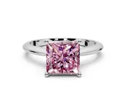 Solitaire Engagement Ring Setting for Fancy Pink Princess Cut Center with Knife Ridge Band and Claw Prong Head in Platinum