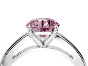 Solitaire Engagement Ring Setting for Fancy Pink Round Cut Center with Flat-Sided Plain Band and Prong Head in Platinum