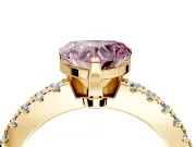 Solitaire Engagement Ring Setting for Fancy Pink Heart-Shaped Center with Single Row Accent Band and Prong Head in Yellow Gold
