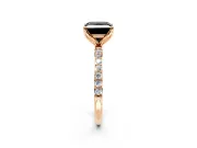 Solitaire Engagement Ring Setting for Fancy Black Princess Cut Center with Fine Pave Accents and Prong Head in Rose Gold