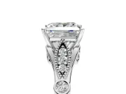 Solitaire Engagement Ring Setting for Princess Cut Center with Marquise and Bezel Accents and Prong Head in Platinum
