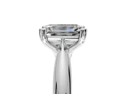 Solitaire Engagement Ring Setting for Emerald Cut Center with Reverse Tapered Band and Prong Head in Platinum