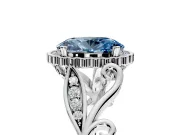 Halo Engagement Ring Setting for Fancy Blue Oval Center with Leaf Motif Split Shank and Prong Head in Platinum