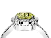 Halo Engagement Ring Setting for Fancy Yellow Round Cut Center with Inner Milgrain Border and Prong Head in White Gold