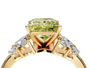 Leaf Cluster Engagement Ring Setting for Fancy Yellow Princess Cut Center with Marquise Accents and Prong Head in Yellow Gold