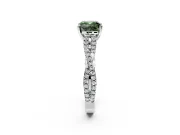 Solitaire Engagement Ring Setting for Fancy Green Cushion Cut Center with Twisted Pave Split Shank and Prong Head in Platinum