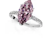 Solitaire Engagement Ring Setting for Fancy Pink Marquise Center with Fine Pave Accents and Prong Head in Platinum