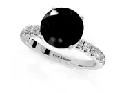 Open Basket Engagement Ring Setting for Fancy Black Round Cut Center with Pave Band and Prong Head in Platinum