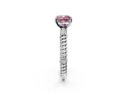 Rope Engagement Ring Setting for Fancy Pink Cushion Cut Center with Accent Shoulders and Prong Head in White Gold