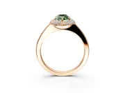Halo Engagement Ring Setting for Fancy Green Marquise Center with Plain Tapered Band and Prong Head in Rose Gold