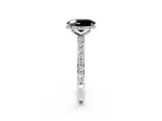 Hidden Halo Engagement Ring Setting for Fancy Black Oval Center with Pave Band and Prong Head in Platinum