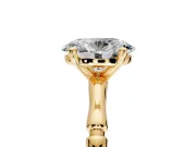 Solitaire Engagement Ring Setting for Oval Center with Bamboo Band and Prong Head in Yellow Gold