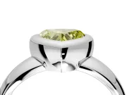 Solitaire Engagement Ring Setting for Fancy Yellow Heart-Shaped Center with Wide Band and Bezel Head in Sterling Silver