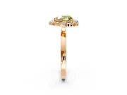 Halo Engagement Ring Setting for Fancy Yellow Heart-Shaped Center with Thin Plain Band and Prong Head in Rose Gold