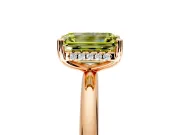 Hidden Halo Engagement Ring Setting for Fancy Yellow Emerald Cut Center with Thin Round-Wire Band and Prong Head in Rose Gold